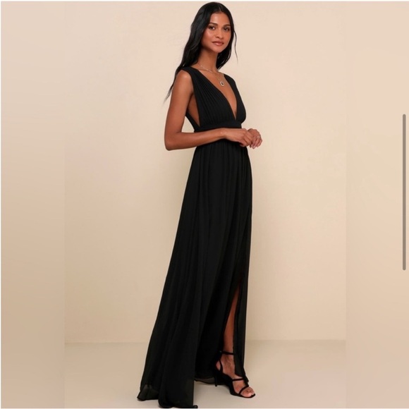 Lulus NWT Heavenly Hues Goddess Maxi Long Sleeveless Dress, Black, Size 1X - Picture 4 of 16